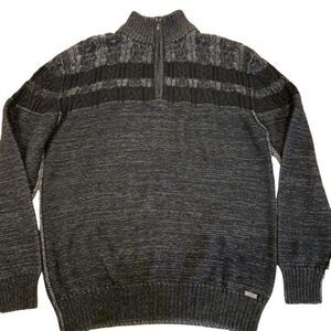 J.B. Holt The Lincoln by The Buckle Black & Gray Knit Quarter Zip Sweater‎ L
